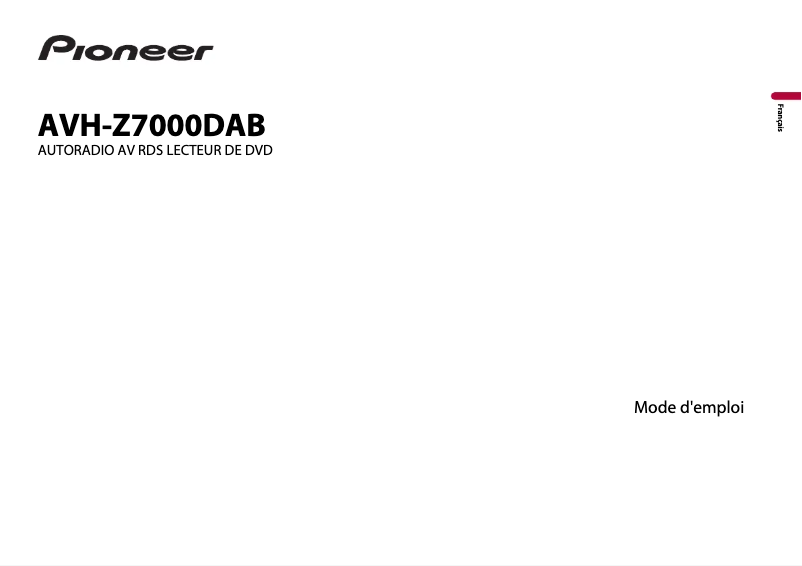 Page n°1 - Manuel utilisateur Pioneer AVH-Z7000DAB