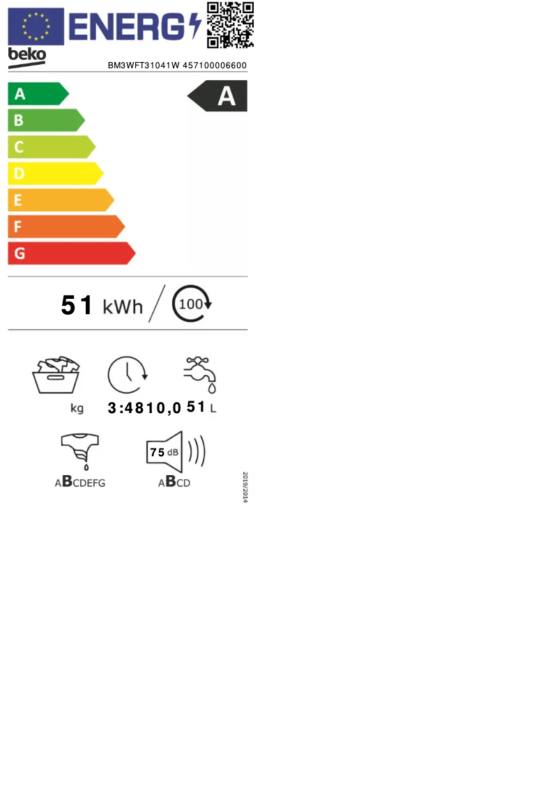 Image de la première page du manuel de l'appareil BM3WFT31041W