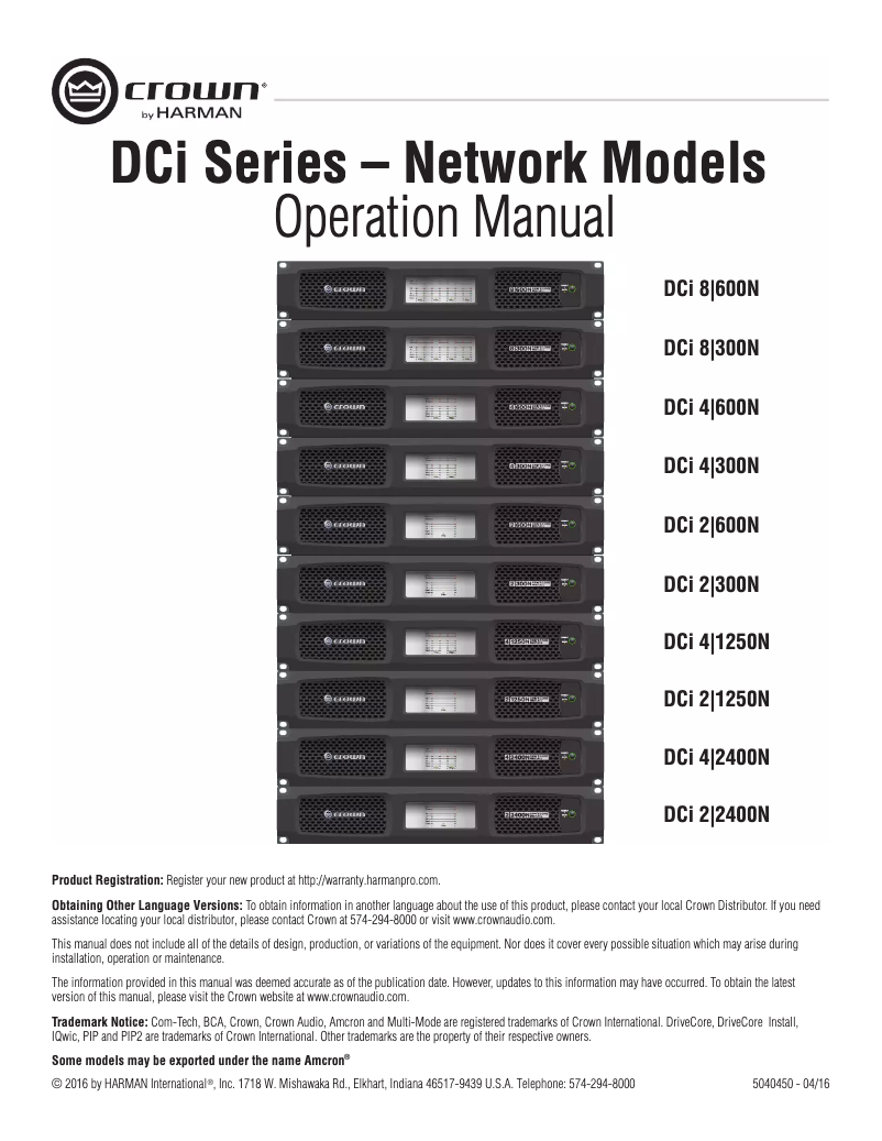 Page n°1 - Manuel utilisateur Crown DriveCore Install 2|2400N