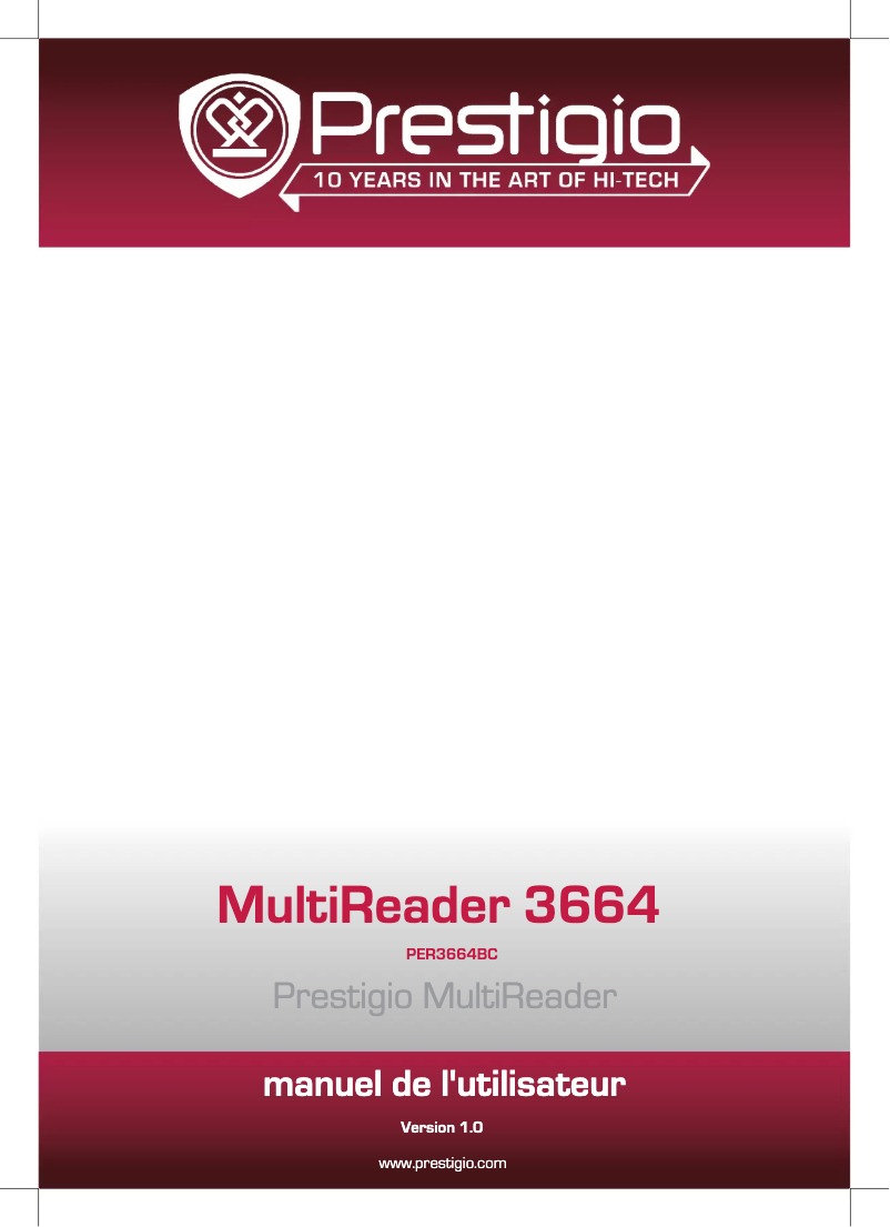 Page 1 de la notice Manuel utilisateur Prestigio MultiReader 3664 Kite