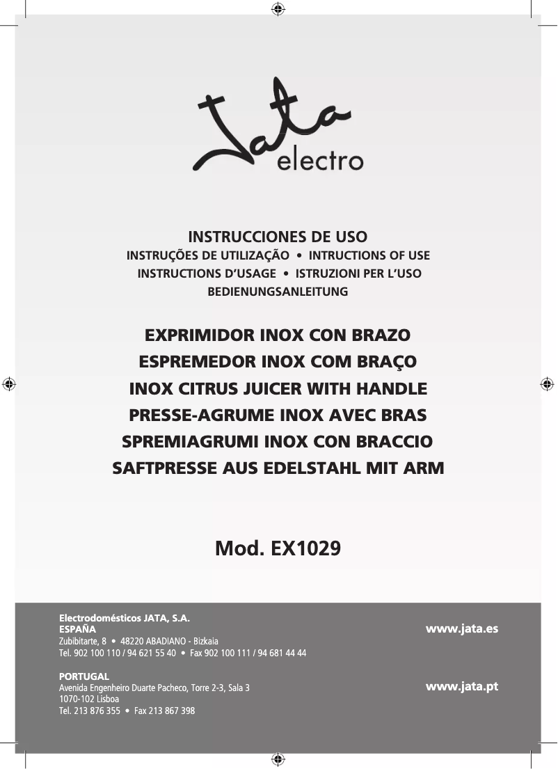 Page n°1 - Manuel utilisateur Jata EX1029