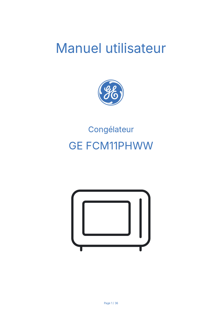 Image de la première page du manuel de l'appareil FCM11PHWW