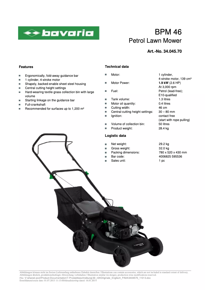 Image de la première page du manuel de l'appareil BPM 46