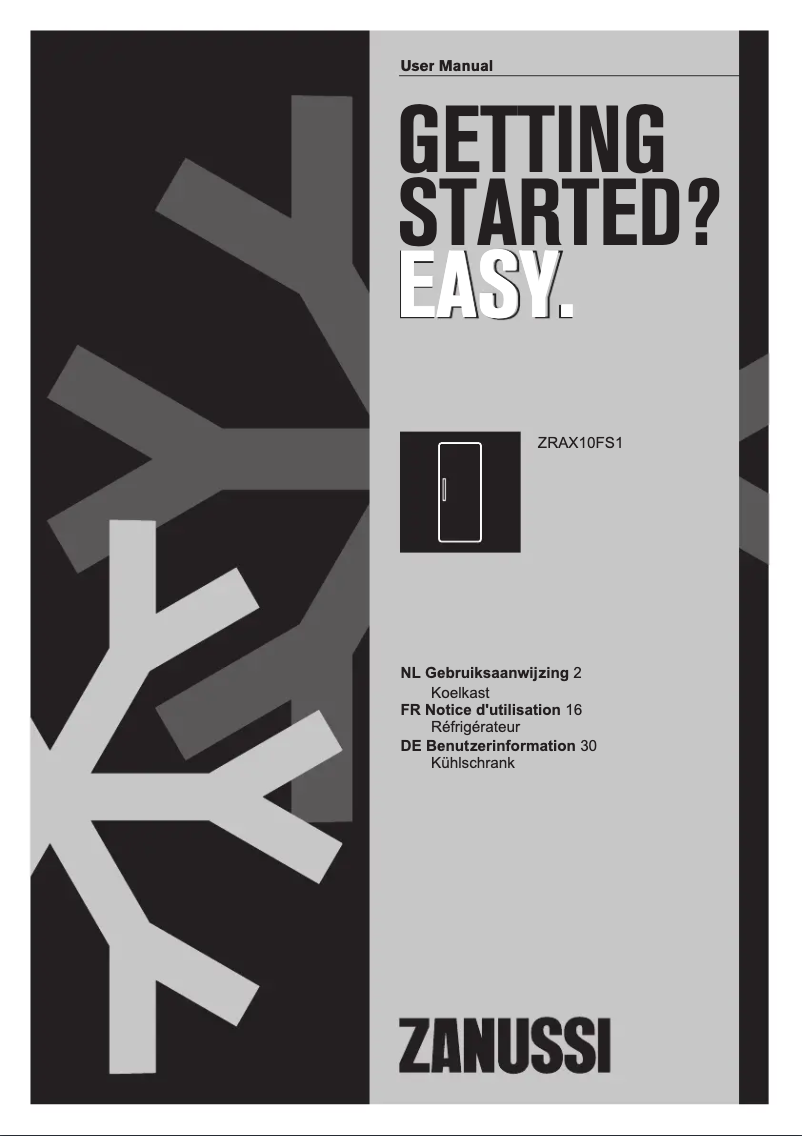 Page 1 de la notice Manuel utilisateur Zanussi ZRAX10FS1