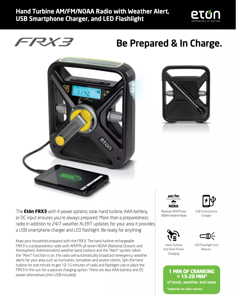 Page 1 de la notice Fiche technique Eton FRX3