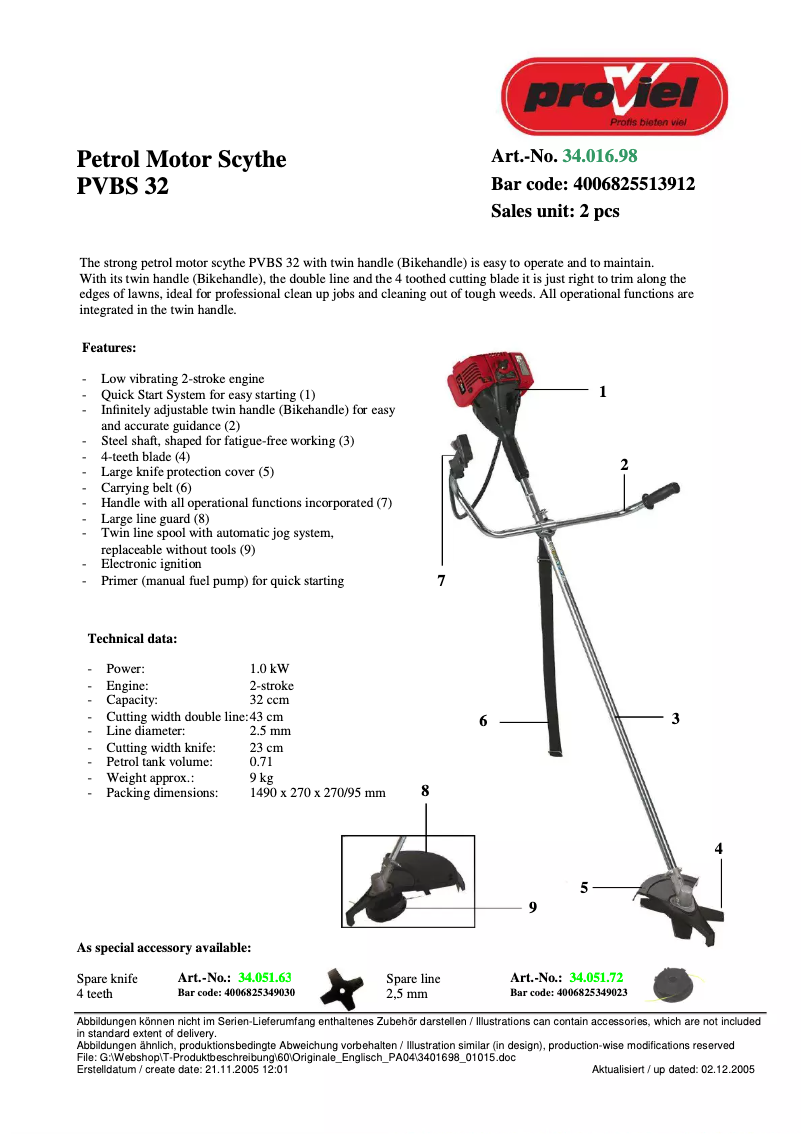 Page n°1 - Manuel utilisateur Proviel PVBS 32