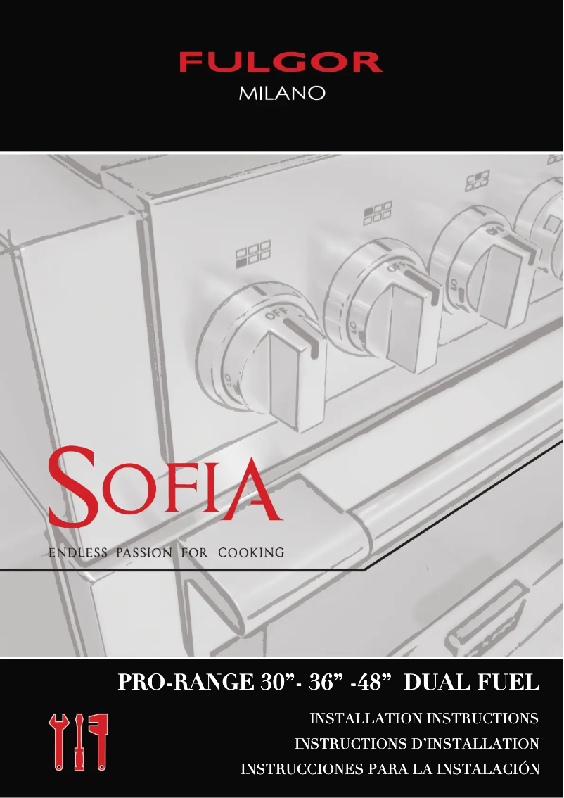 Page 1 de la notice Guide d'installation Fulgor Milano F6PDF486GS1