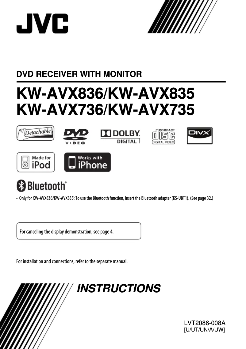 First page image of the manual for KW-AVX736