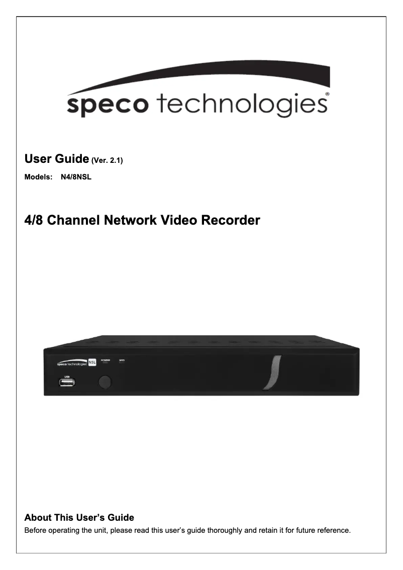 Page 1 de la notice Manuel utilisateur Speco Technologies ZIPL4B1
