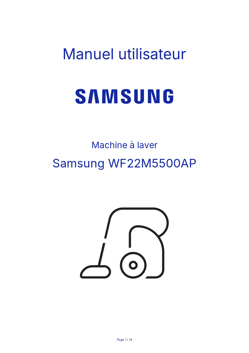 Image de la première page du manuel de l'appareil WF22M5500AP