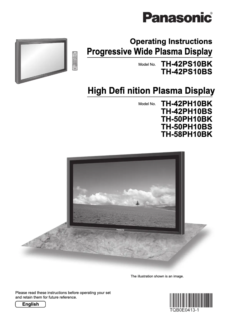 Page 1 of the manual User Manual Panasonic TH-42PS10BK