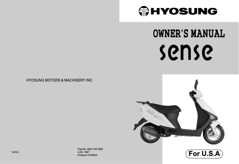 Page 1 de la notice Manuel utilisateur Hyosung Sense SD50