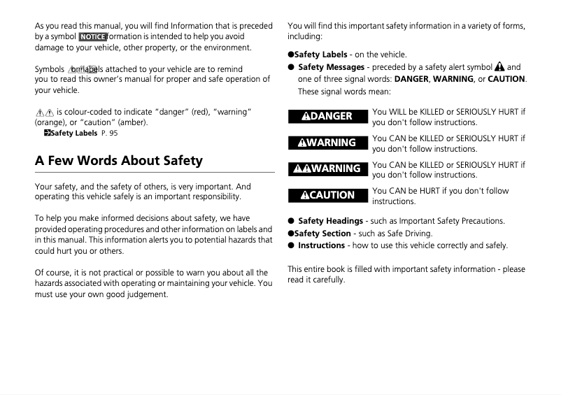 Image de la première page du manuel de l'appareil Civic Type R (2018)