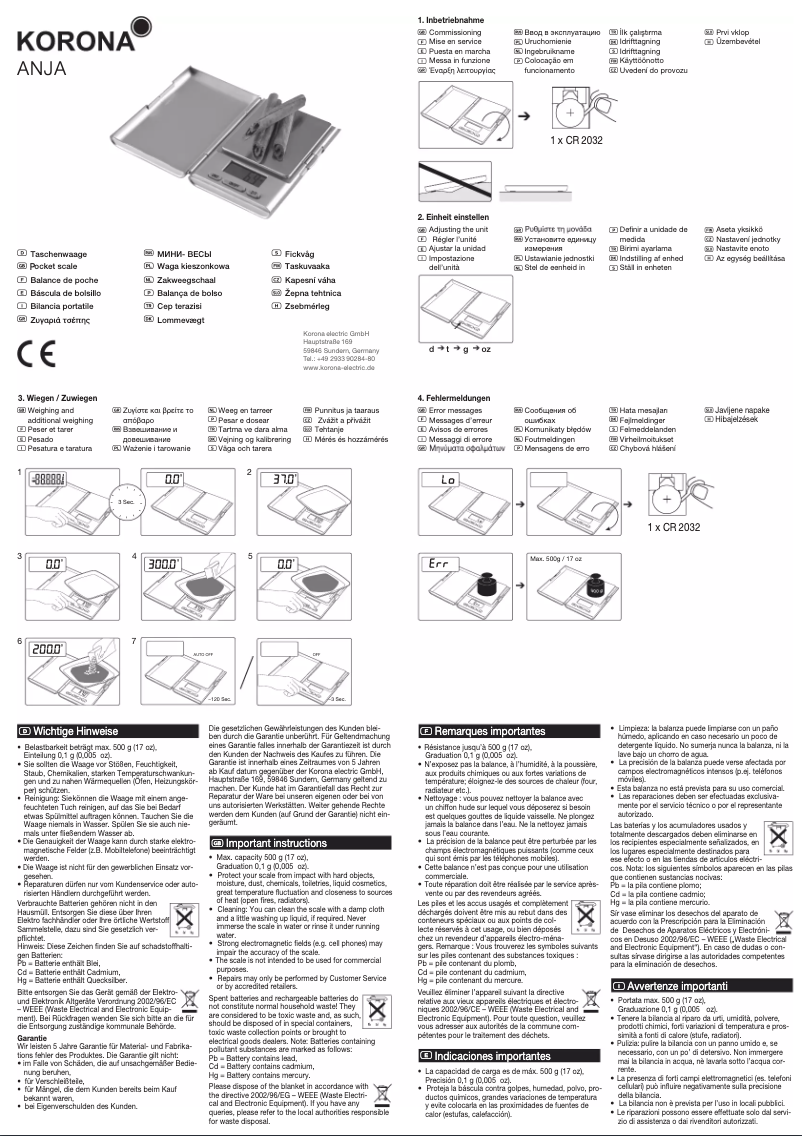 Page 1 de la notice Manuel utilisateur Korona Anja 79444