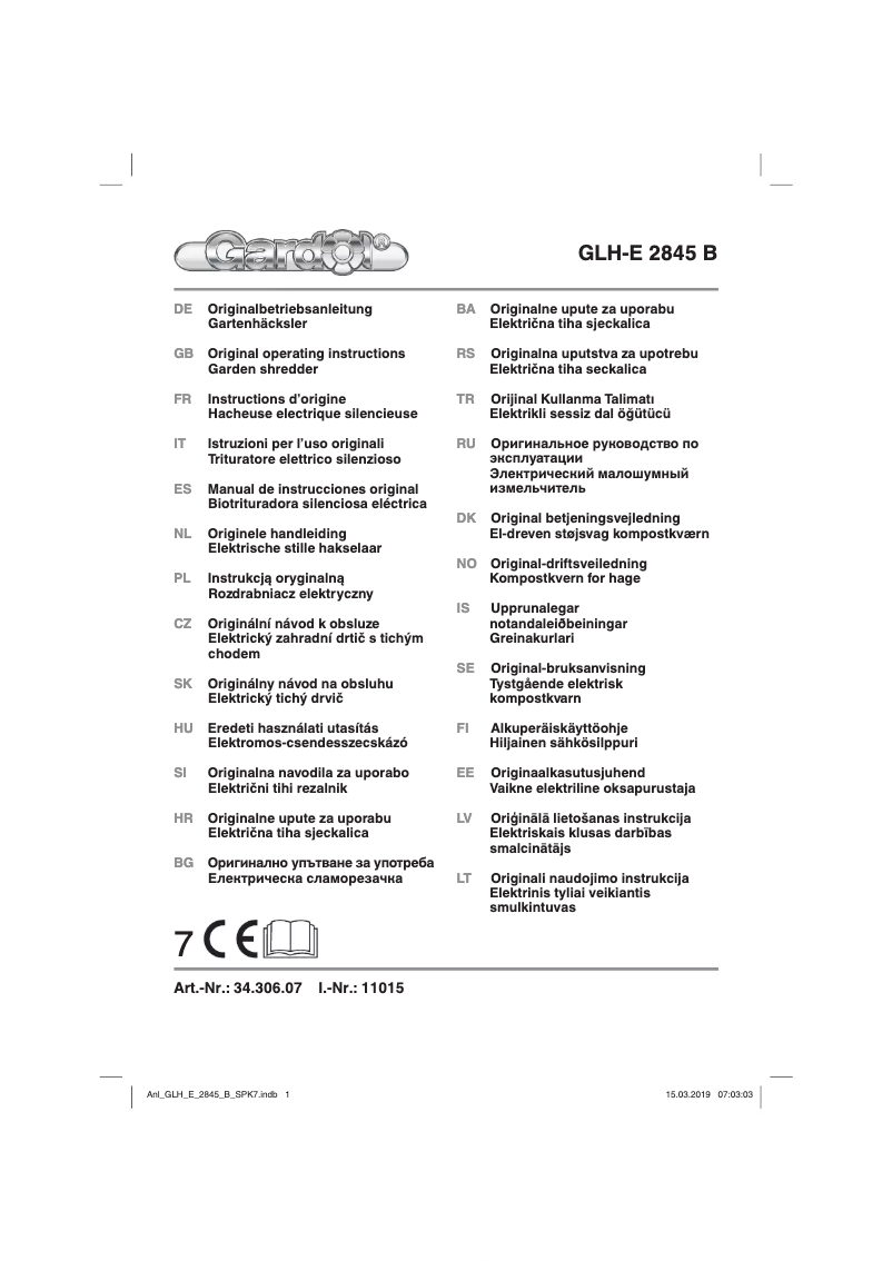 Image de la première page du manuel de l'appareil GLH-E 2845 B