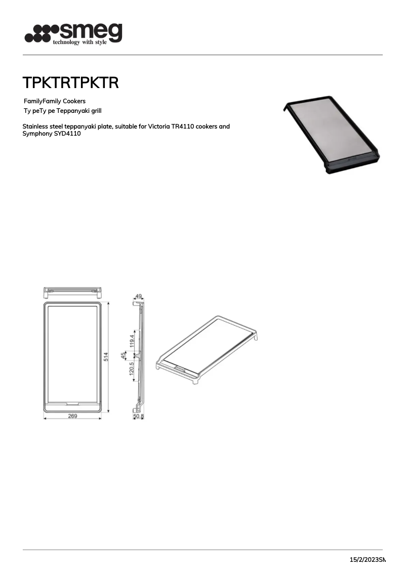 Page 1 de la notice Brochure Smeg TPKTR