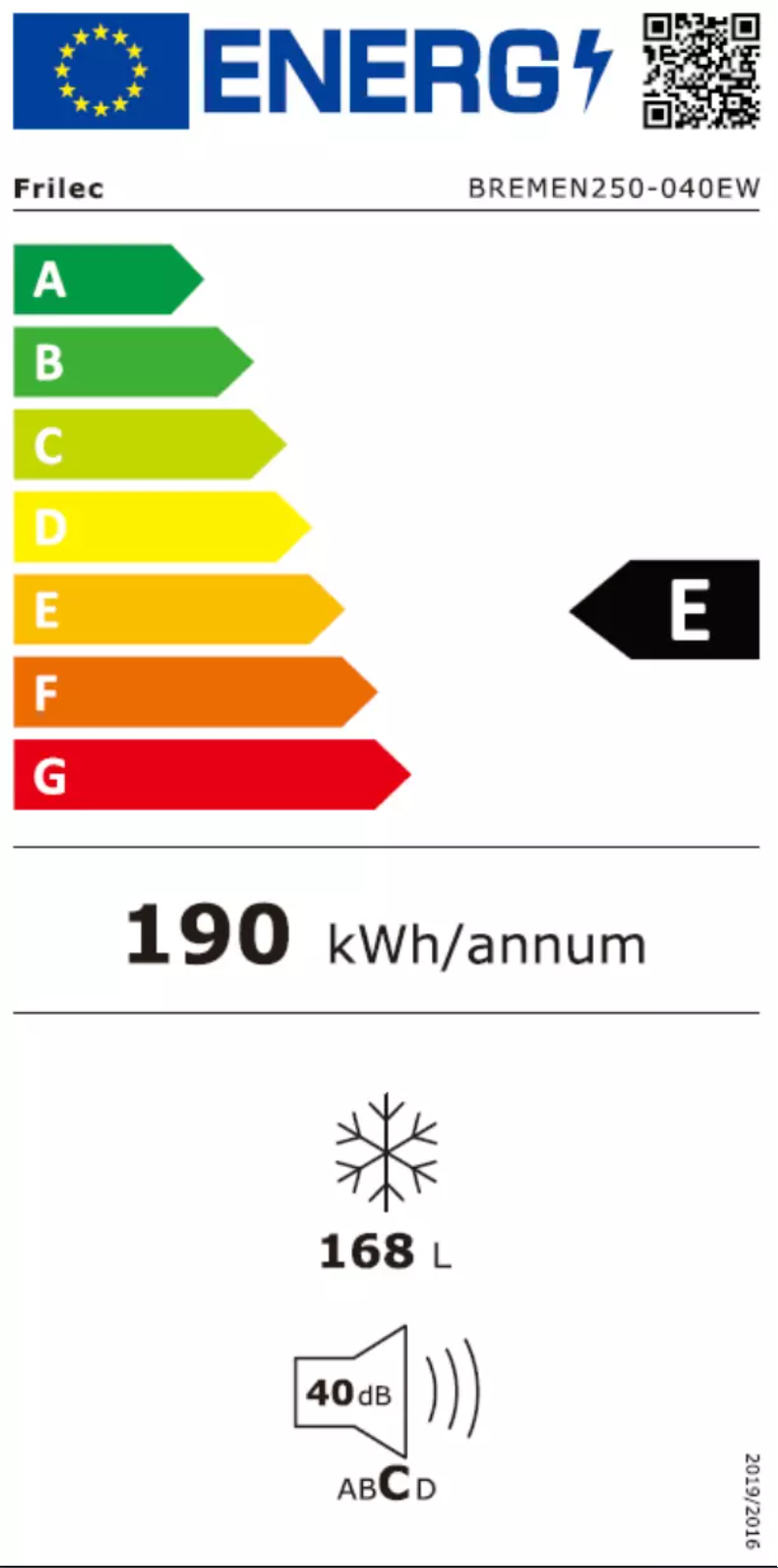 Page n°1 - Label énergétique Frilec BREMEN250 040EW