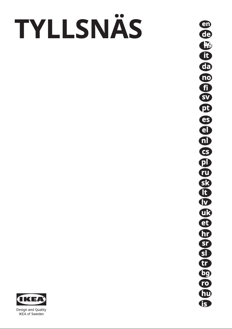 Page 1 de la notice Manuel utilisateur Ikea TYLLSNÄS 905.728.44