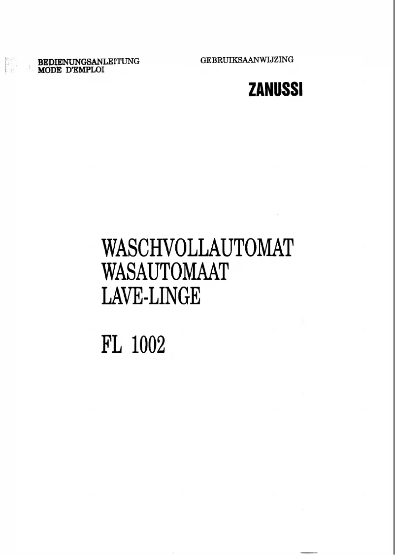Page 1 de la notice Manuel utilisateur Zanussi-Electrolux FL 1002