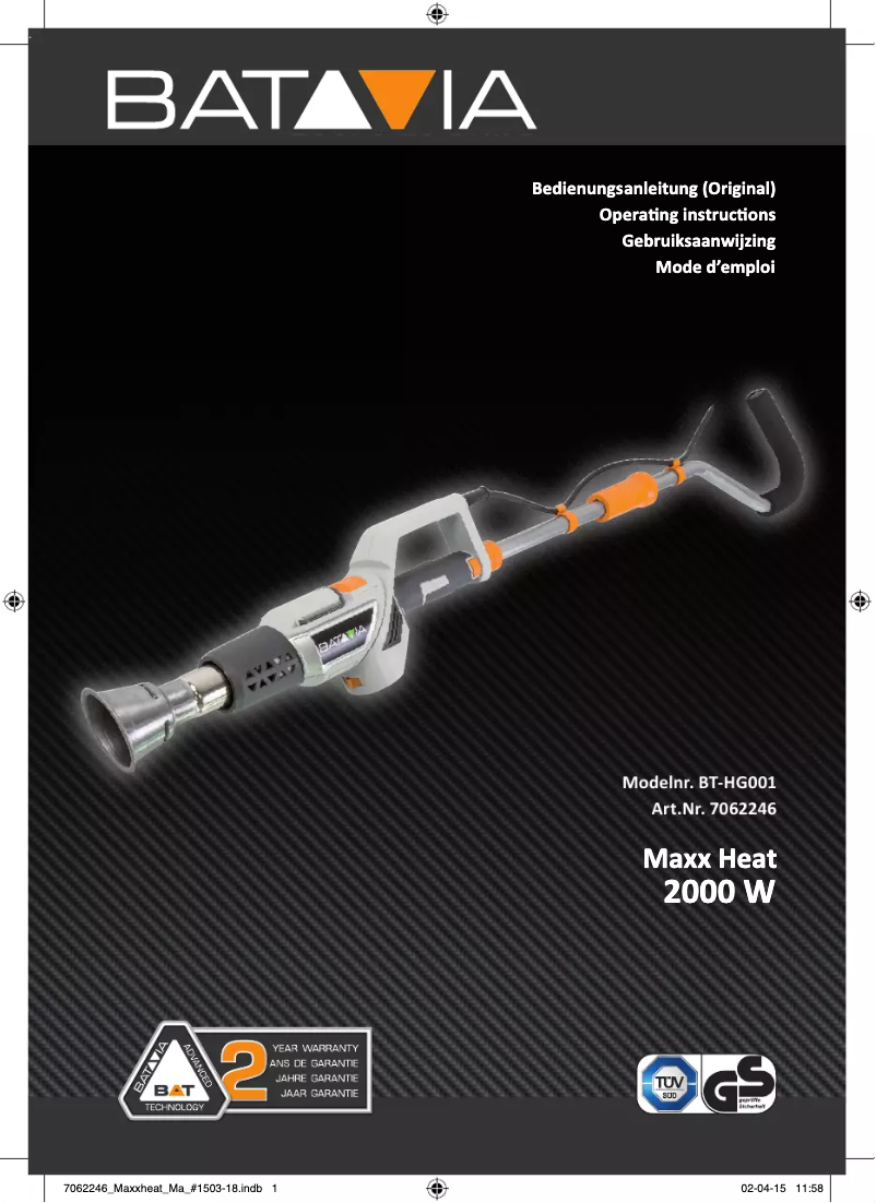 Page 1 de la notice Manuel utilisateur Batavia BT-HG001