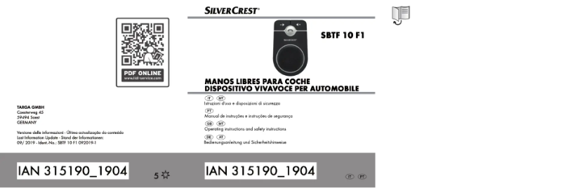Page 1 de la notice Manuel utilisateur SilverCrest SBTF 10 F1