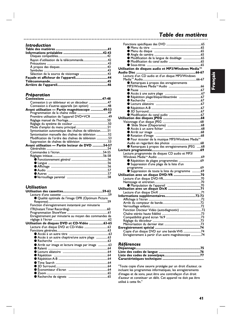 Image de la première page du manuel de l'appareil DVP3100