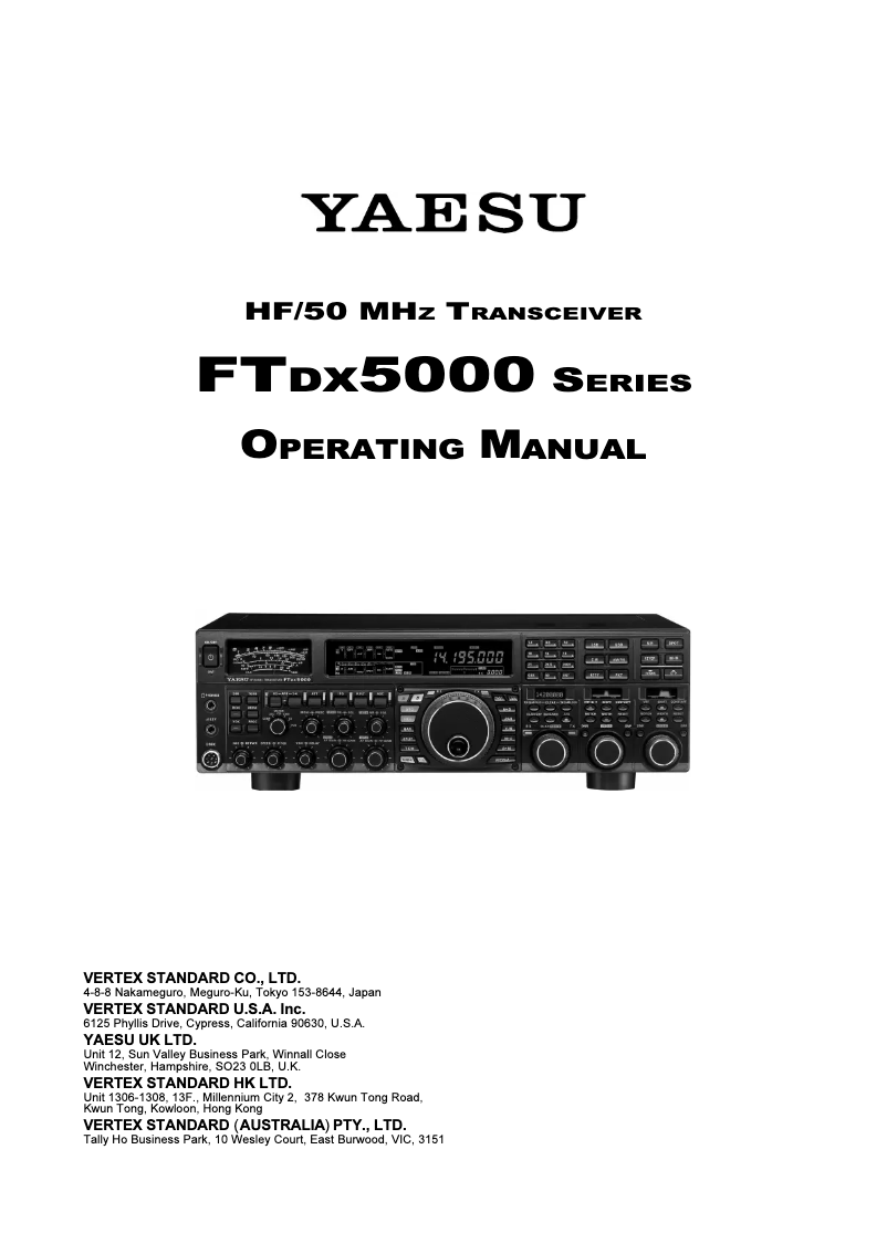 Página 1 del manual Manual de usuario Yaesu FTDX5000