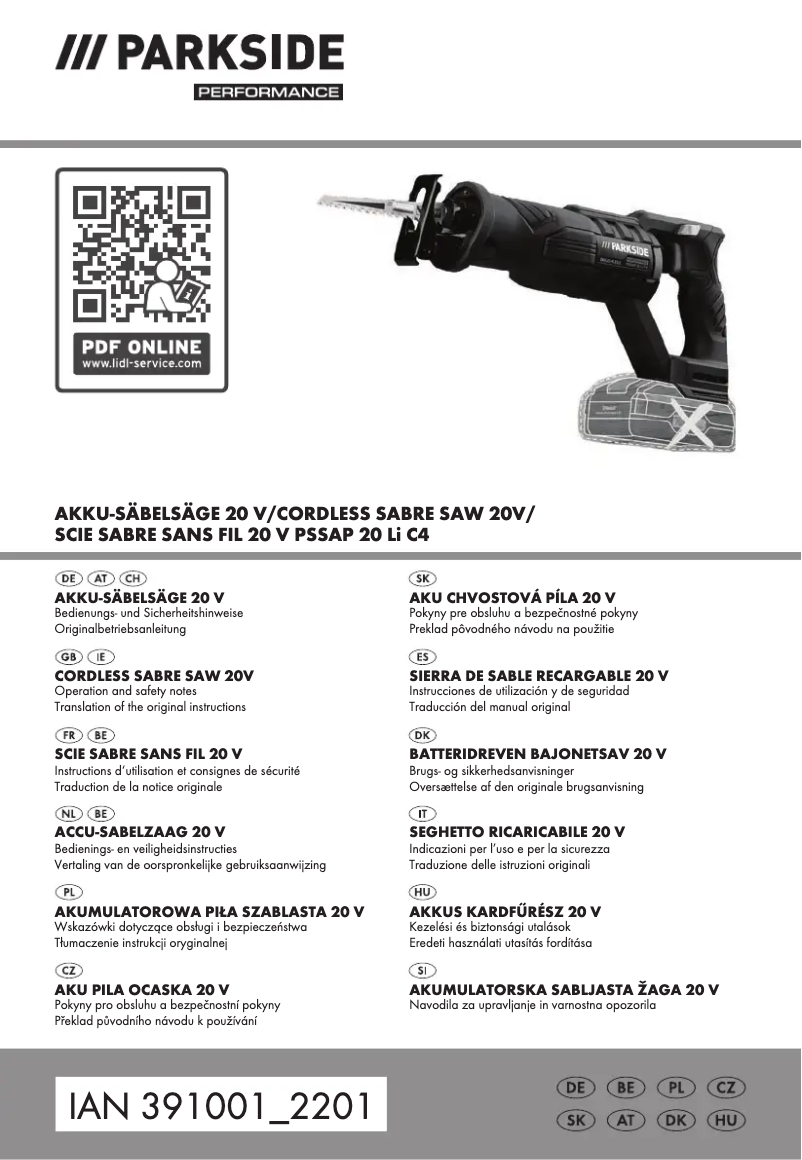 Image de la première page du manuel de l'appareil PSSAP 20 Li C4