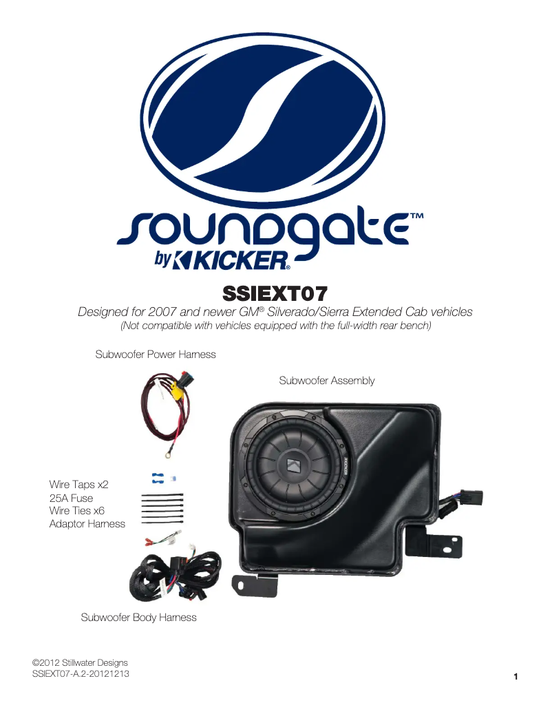 Page 1 de la notice Manuel utilisateur Kicker SubStage SSIEXT07