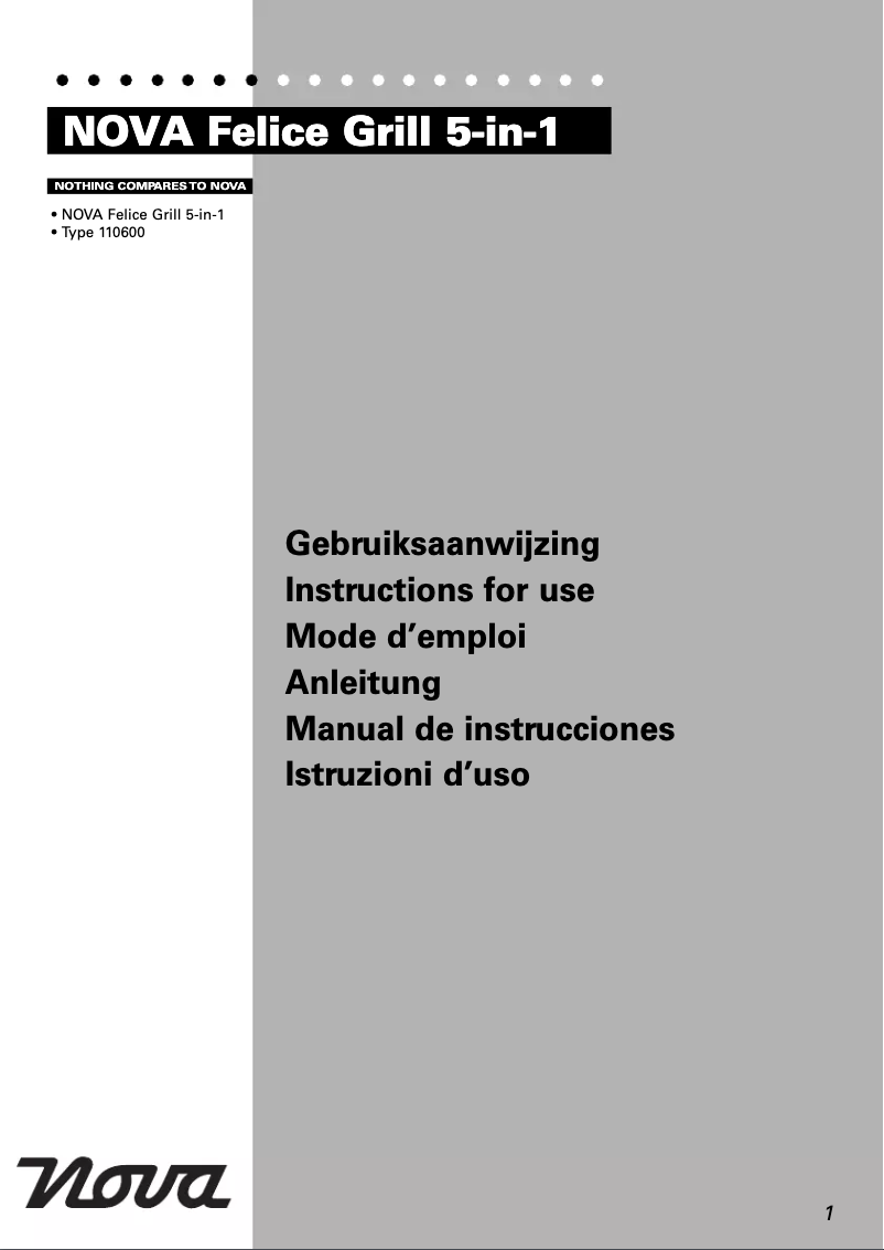 Page n°1 - Manuel utilisateur Nova 110600