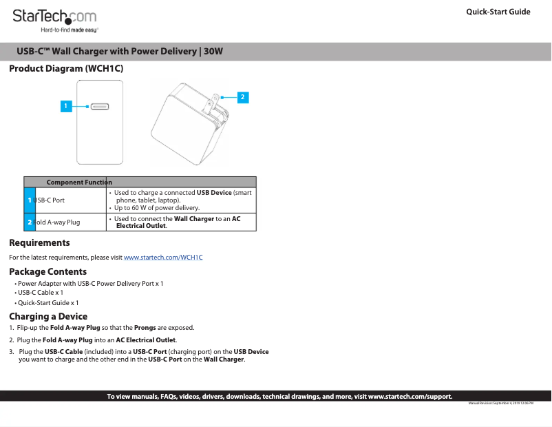 Page 1 de la notice Manuel utilisateur StarTech.com WCH1C