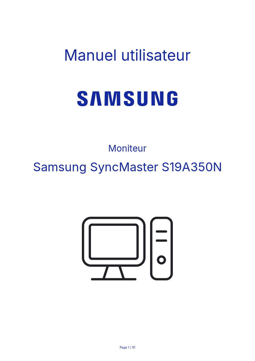 Image de la première page du manuel de l'appareil SyncMaster S19A350N