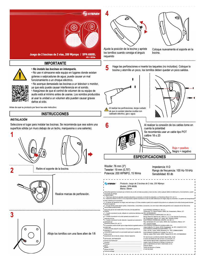 Image de la première page du manuel de l'appareil SPK-860BL