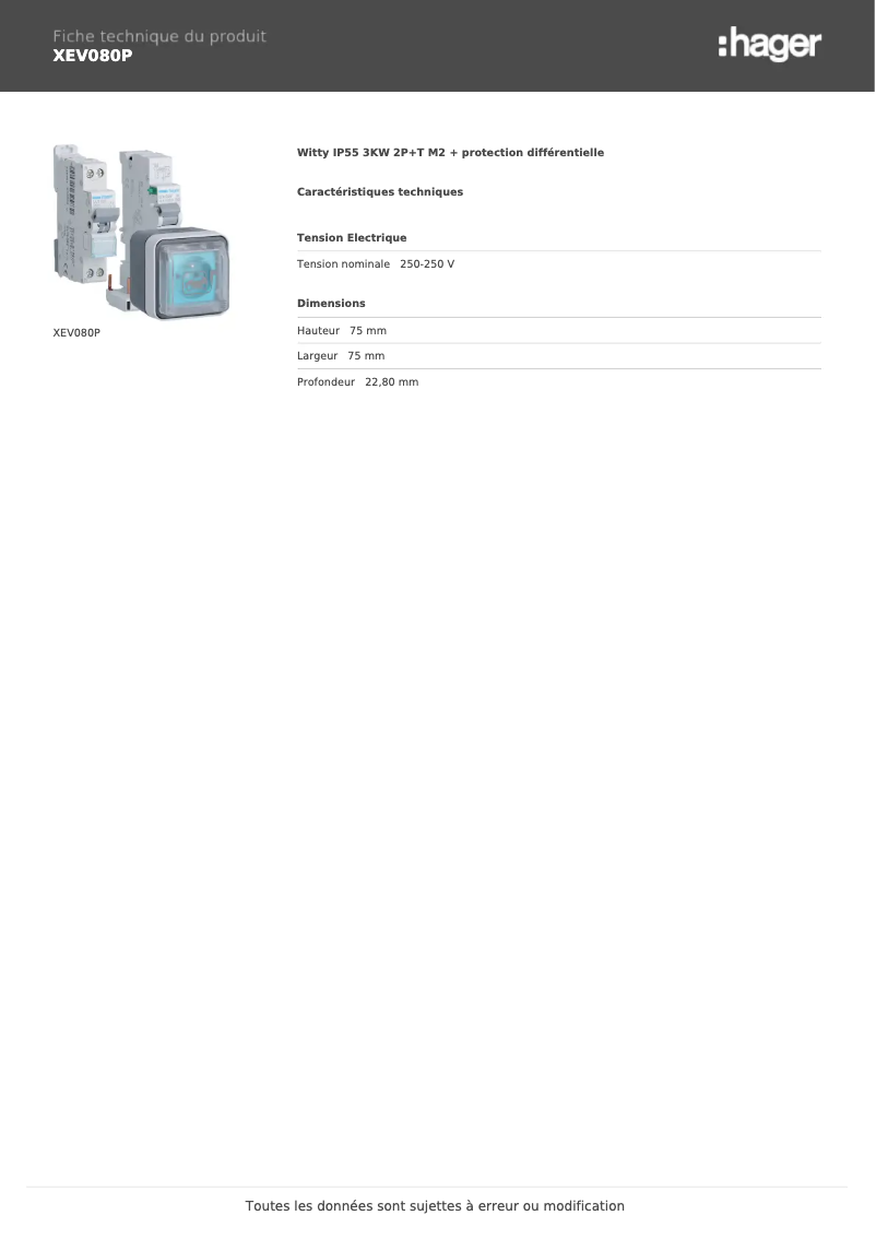 Image de la première page du manuel de l'appareil XEV080P