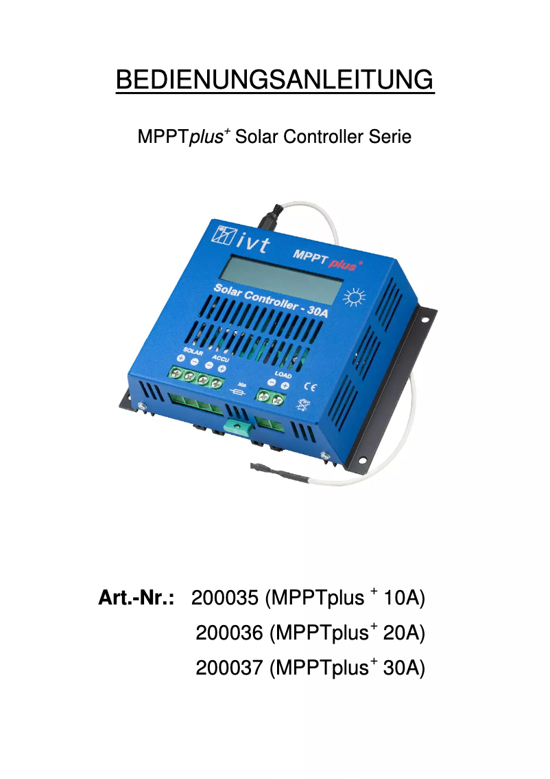 Image de la première page du manuel de l'appareil MPPTplus+ 30A