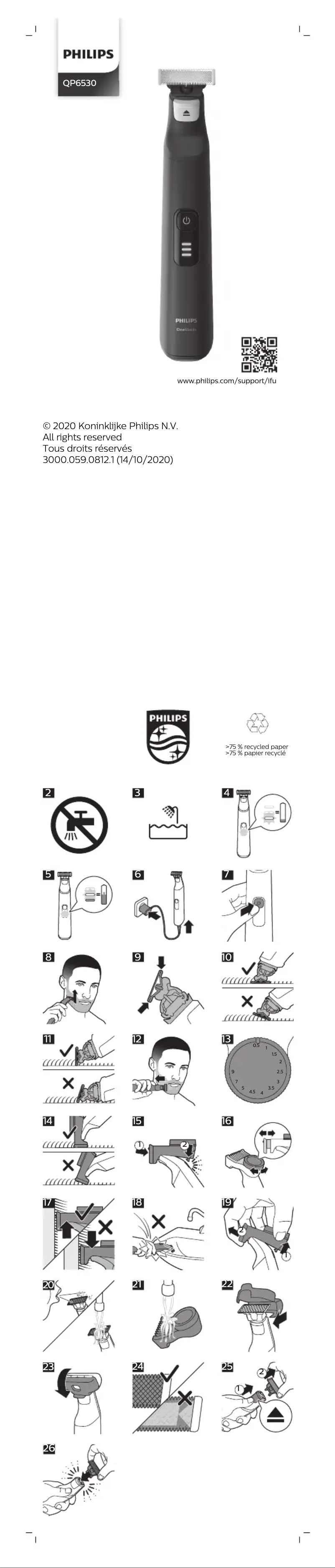 Page n°1 - Manuel utilisateur Philips Oneblade Pro QP6530