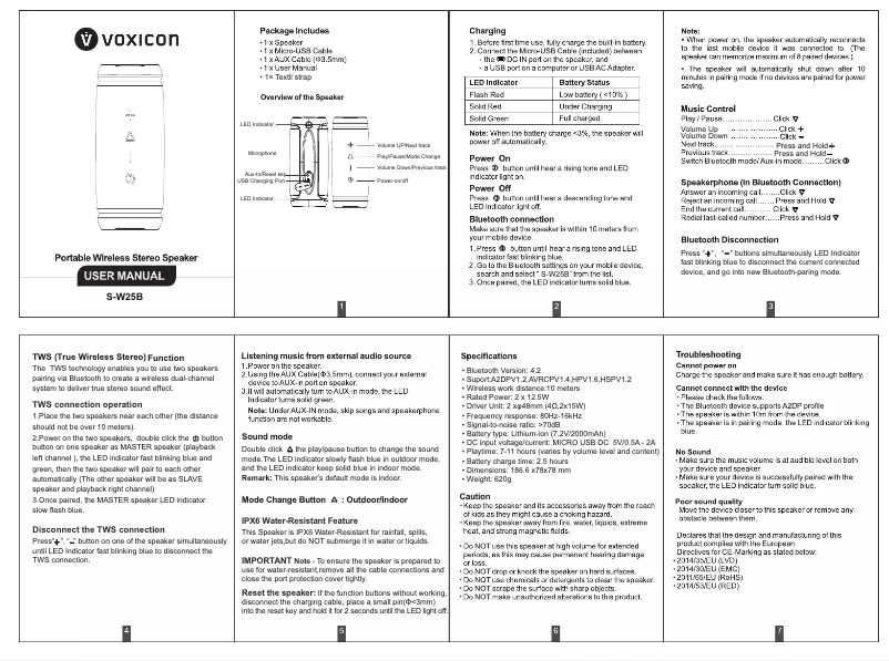 Image de la première page du manuel de l'appareil S-W25B