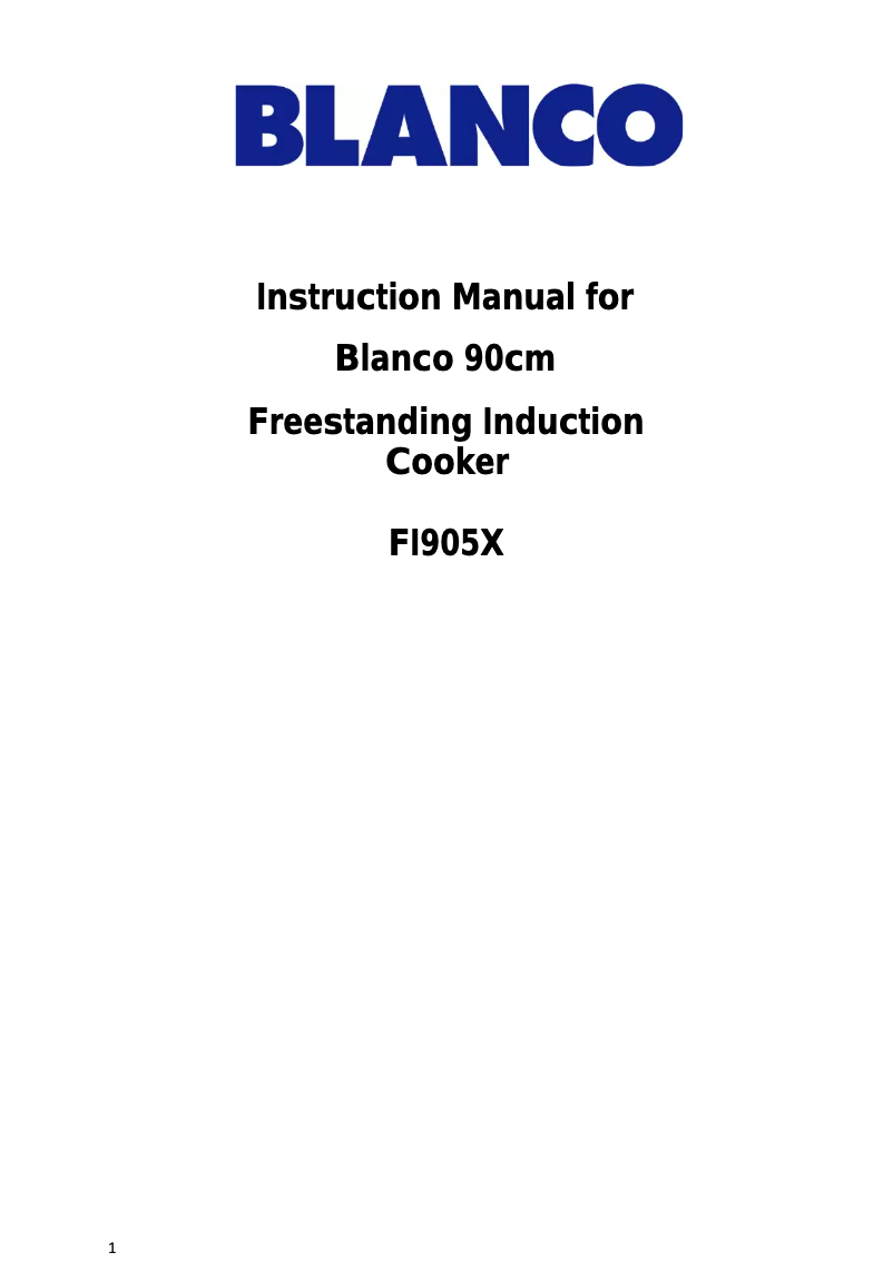Page 1 de la notice Manuel utilisateur BLANCO FI905X