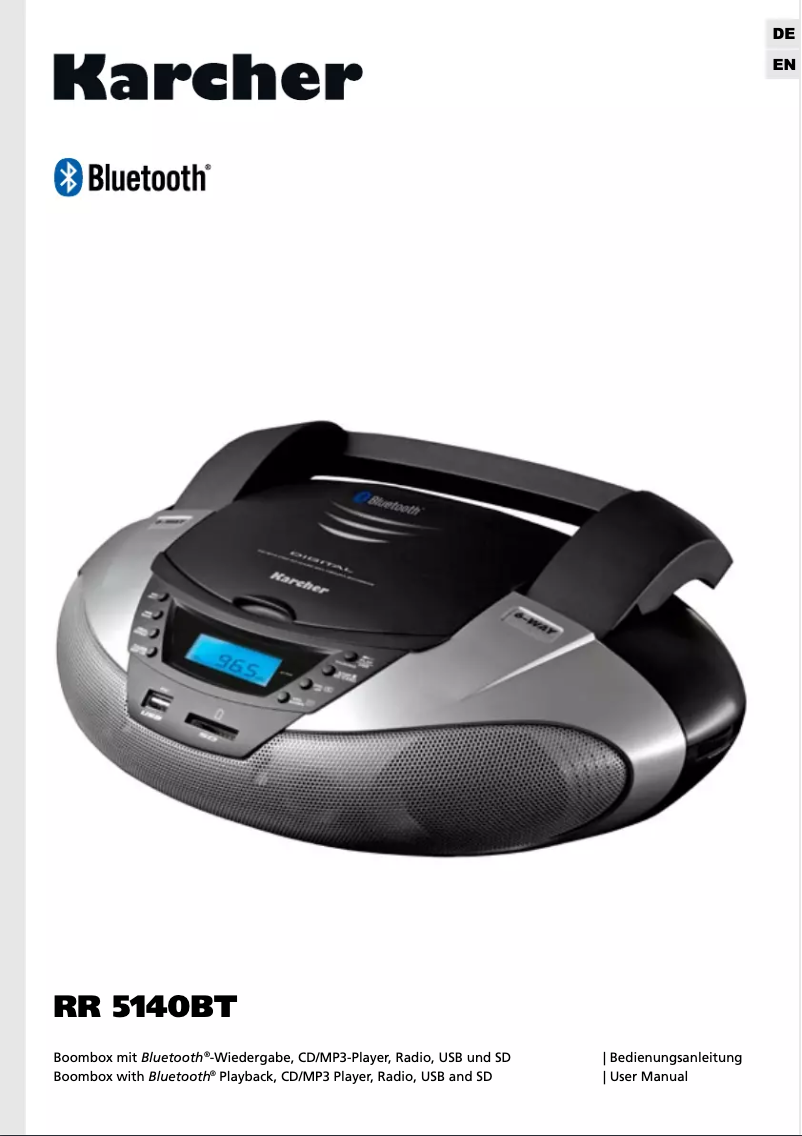 Page 1 de la notice Manuel utilisateur Karcher Audio RR 5140BT