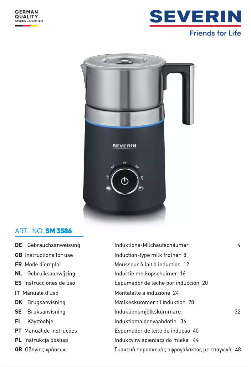 Page 1 de la notice Manuel utilisateur Severin SM 3586
