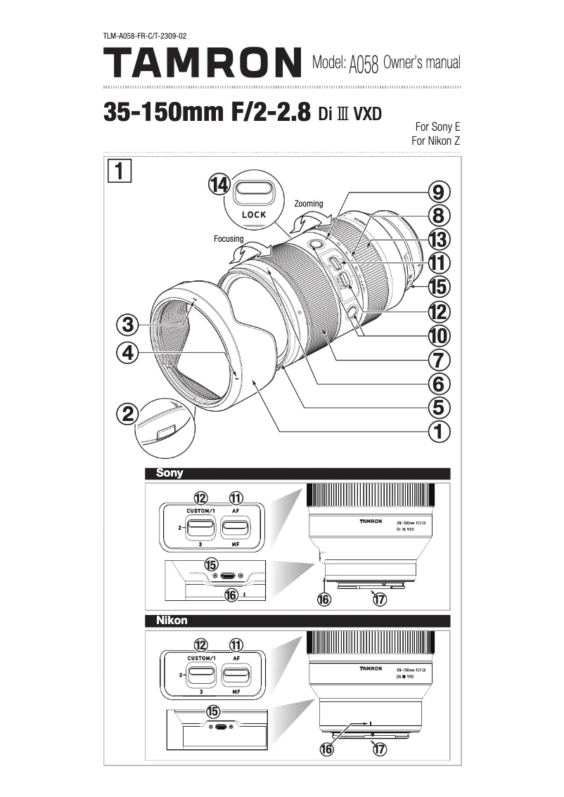 Page n°1 - Manuel utilisateur Tamron 35-150mm F/2-2.8 Di III VXD