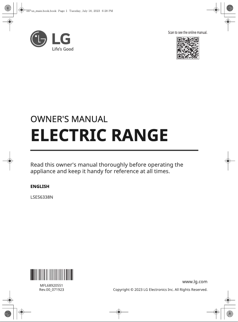 Page 1 de la notice Manuel utilisateur LG STUDIO LSES6338N