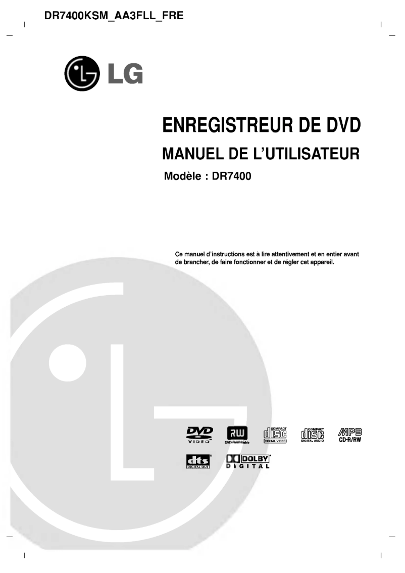 Page n°1 - Manuel utilisateur LG DR7400NSM