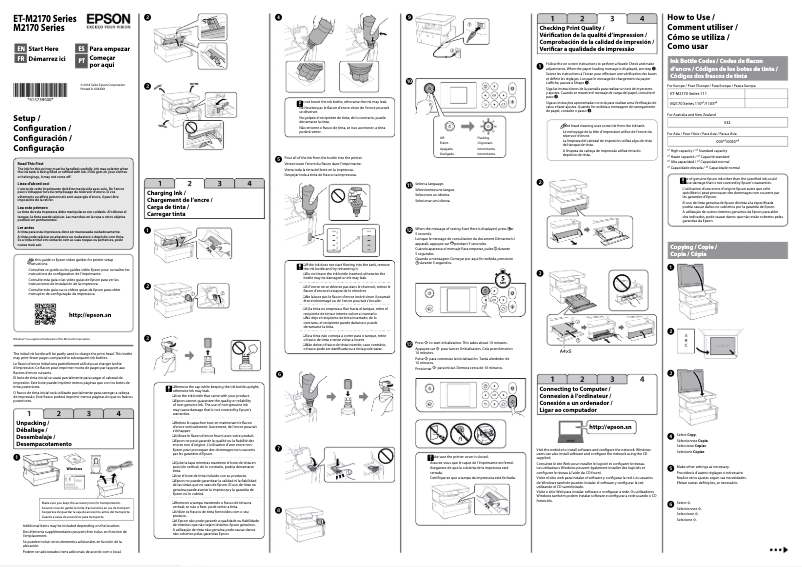 Page n°1 - Guide d'installation Epson EcoTank ET-M2170