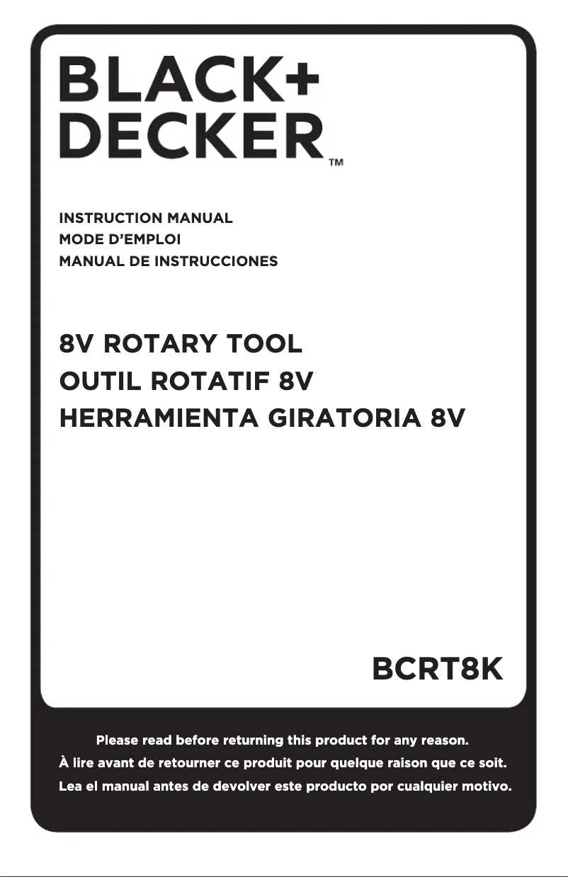 Page n°1 - Manuel utilisateur Black & Decker BCRT8K