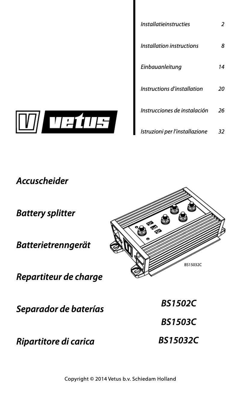 Page n°1 - Manuel utilisateur Vetus BS15032C
