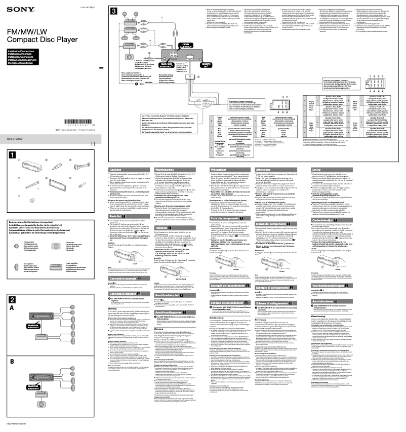 Page 1 de la notice Guide d'installation Sony CDX-GT565UV