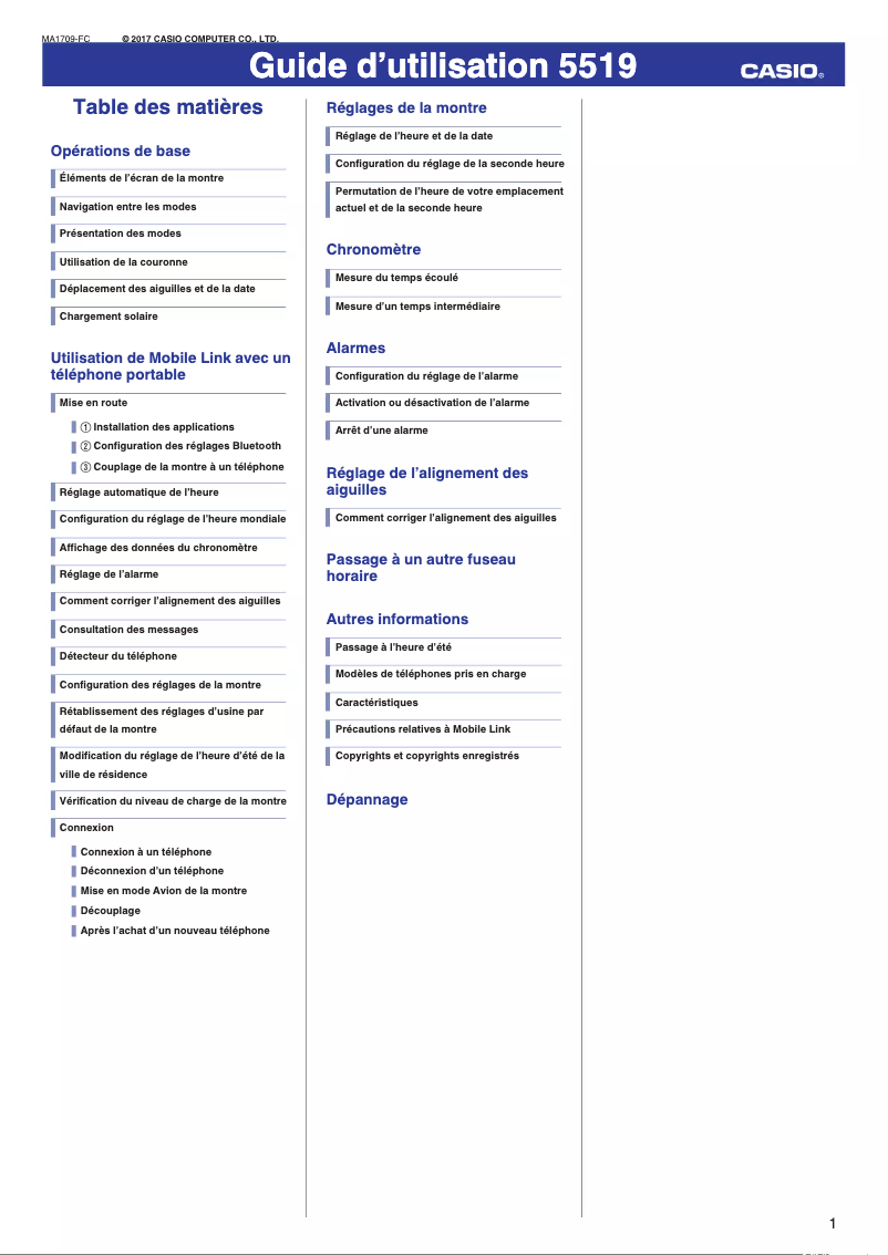 Page 1 de la notice Manuel utilisateur Casio Edifice EQB-501