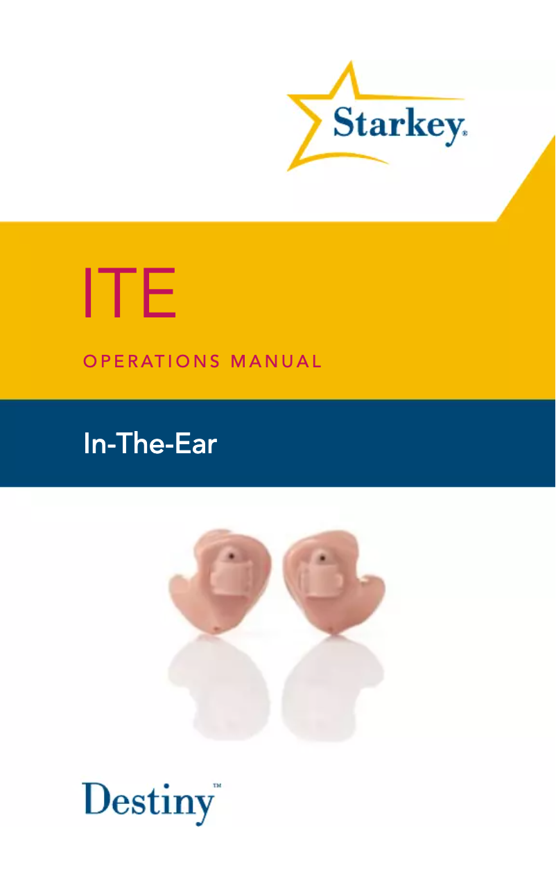 Page n°1 - Manuel utilisateur Starkey Destiny ITE