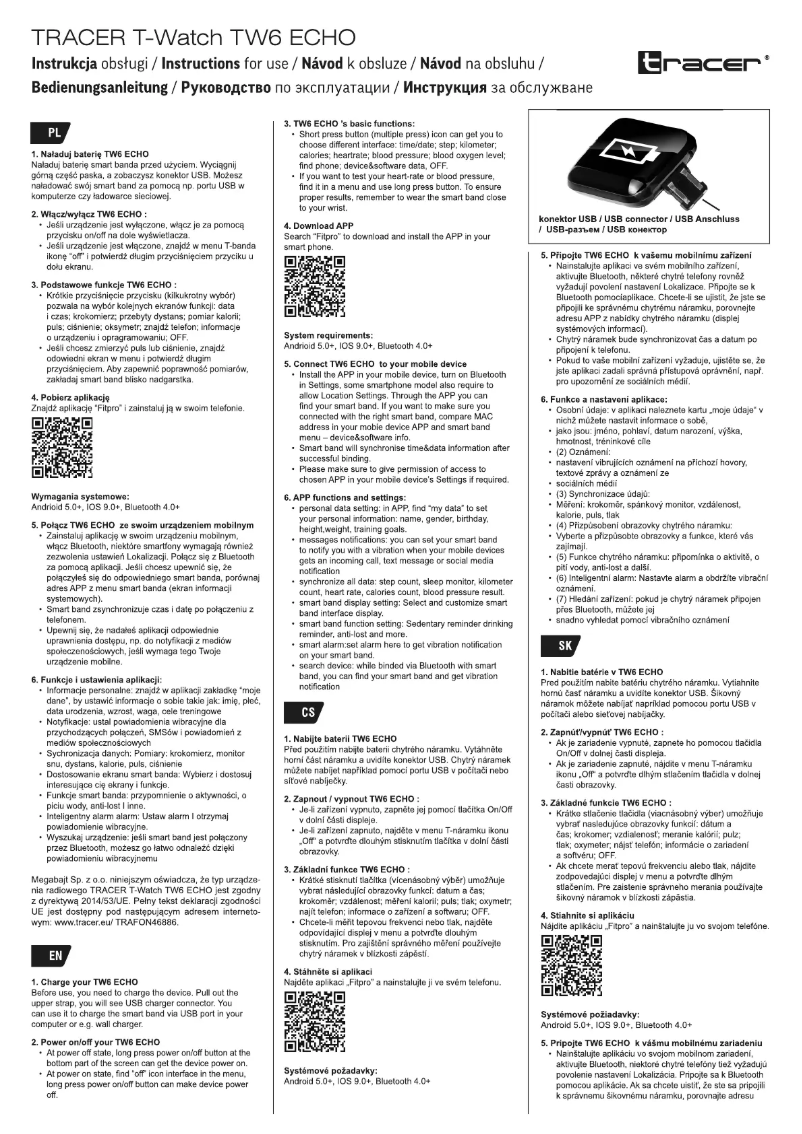 Image de la première page du manuel de l'appareil T-Watch TW6 Echo